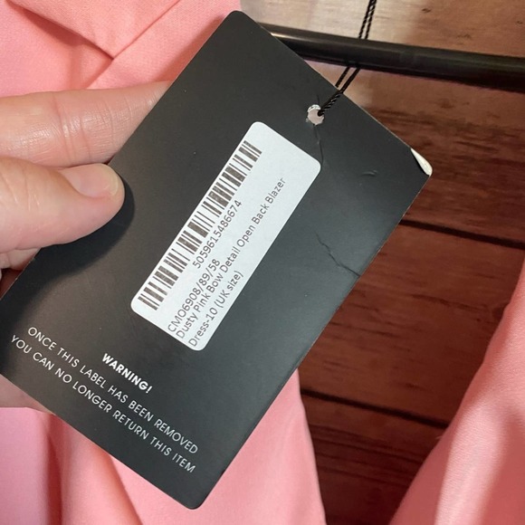 Pretty Little Thing Dusty Pink Bow Detail Open BackBlazer Dress Size 6 - Picture 3 of 7